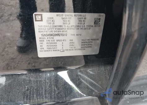 2017 Chevrolet Tahoe Lt z USA, uszkodzony, nr VIN 1GNSKBKC8HR276012